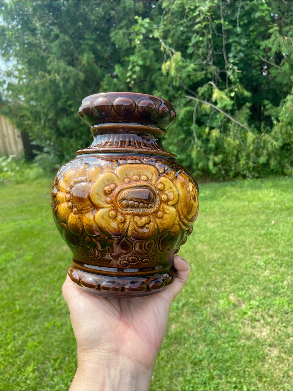 West German Ceramic Vase Vintage MCM Scheurich "Fat Lava" 282-18